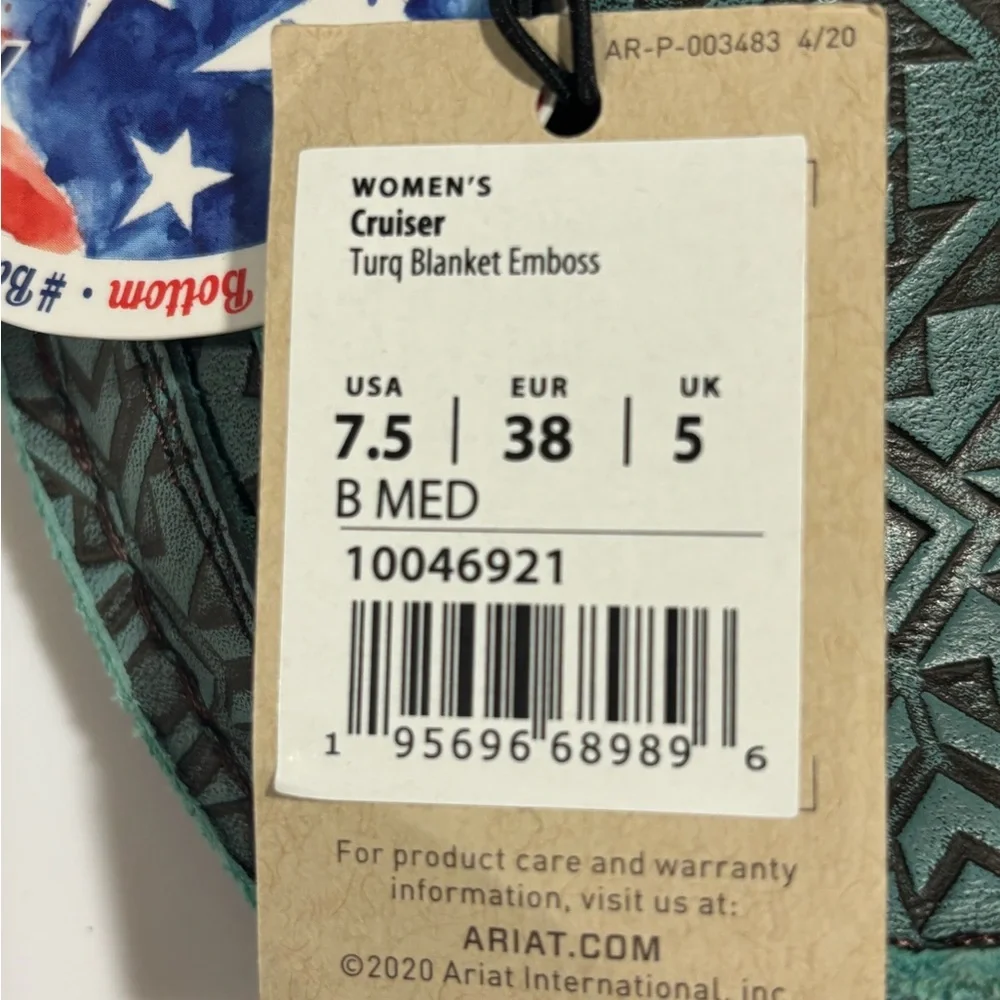 Ariat Cruiser Women’s Slip-On Leather Shoes Turquoise Geometric Size 7.5 - Picture 6 of 9